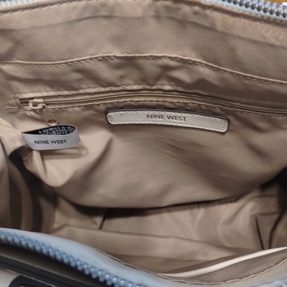 Nine West Chelsey Satchel Beige Pink Floral  Handle Adjustable Shoulder Strap - Picture 5 of 11